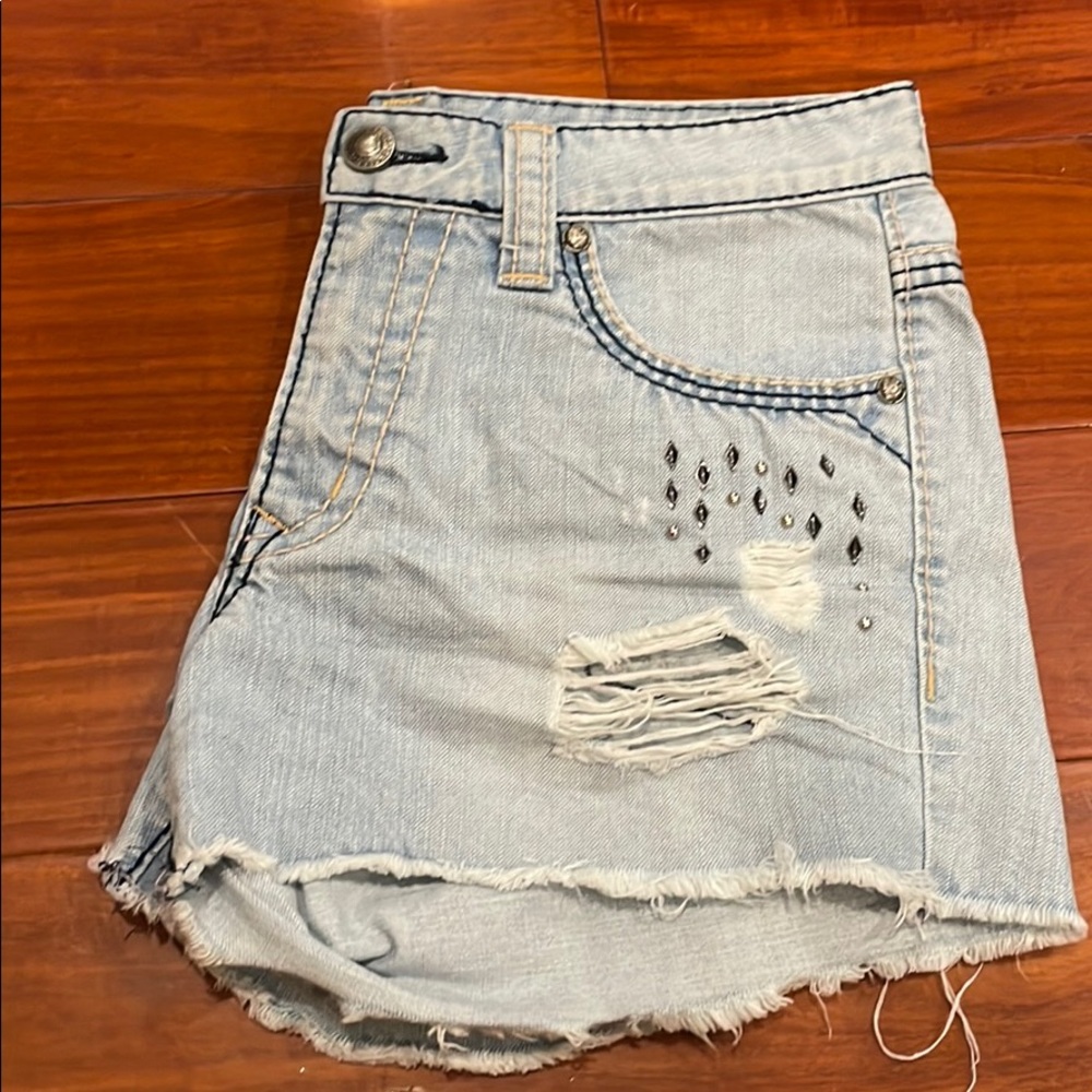 Light Blue Ripped Jean Shorts